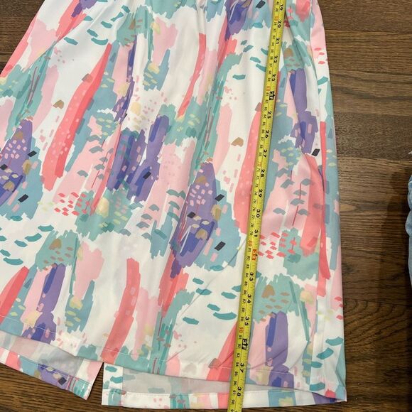 FRNCH Pink & Purple Pastel Color Adjustable Spaghetti Strap Bow in Back Sundress - Picture 12 of 13